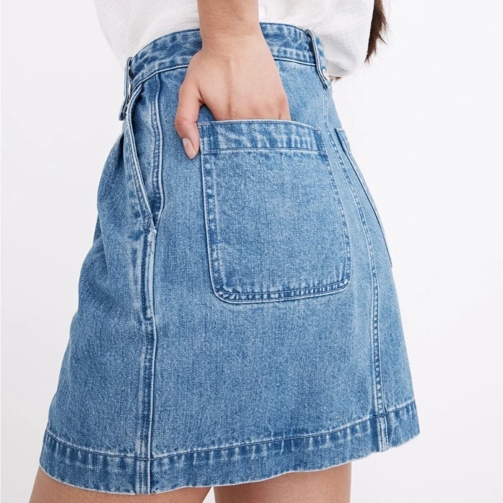 NWT Madewell Denim Pleated Mini Skirt in Upton Wash size 32 - Picture 3 of 8